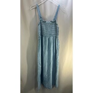 Isabel Maternity By Ingrid & Isabel Maxi Dress Womens M Blue Chambray Smocked
